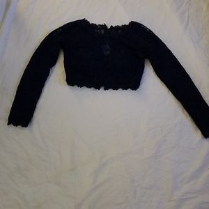 Blue lace crop top